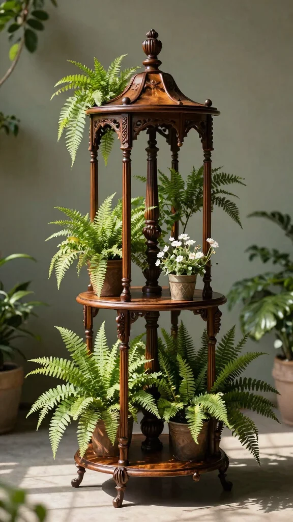 10 Antique Plant Stand Ideas for Timeless Elegance - 1. Victorian Elegance 1