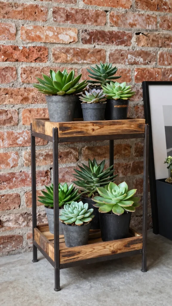 10 Antique Plant Stand Ideas for Timeless Elegance - 3. Industrial Chic 1