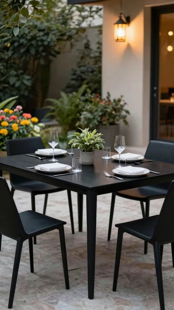 10 Black Patio Furniture Ideas for Chic Backyards - 1. Sleek Black Dining Set 1