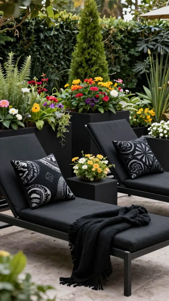 10 Black Patio Furniture Ideas for Chic Backyards - 10. Chic Black Accessories 1