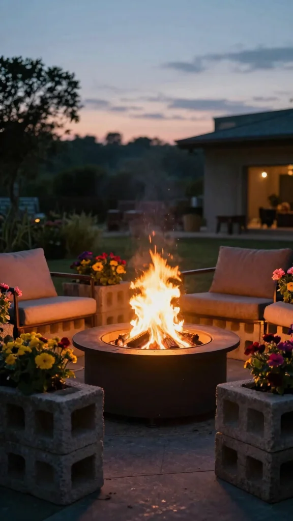 10 Cinder Block Plant Stand Ideas for an Industrial Urban Garden - 3. DIY Fire Pit Surround 1