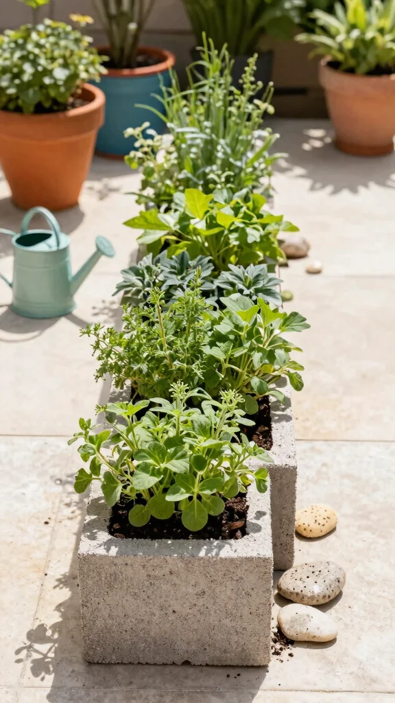 10 Cinder Block Plant Stand Ideas for an Industrial Urban Garden - 4. Herb Garden on a Budget 1