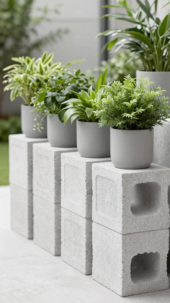 10 Cinder Block Plant Stand Ideas for an Industrial Urban Garden - 7. Minimalist Plant Stands 1