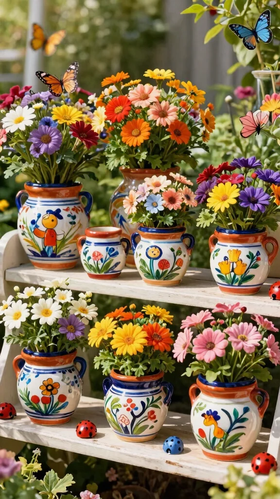 10 Colorful Authentic Mexican Flower Pot Ideas - 4. Whimsical Patterns for Fun 1