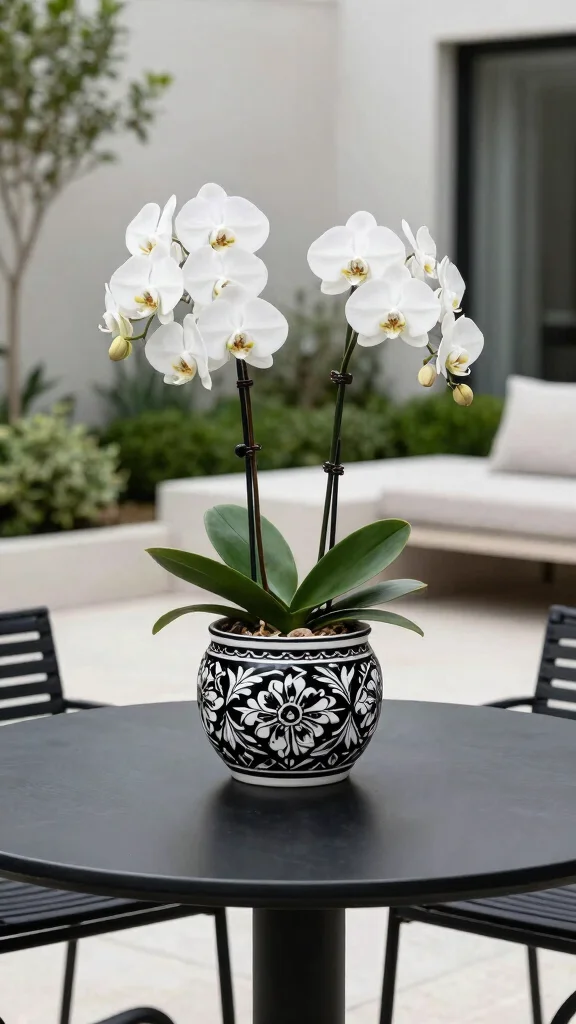10 Colorful Authentic Mexican Flower Pot Ideas - 5. Elegant Black and White Designs 1
