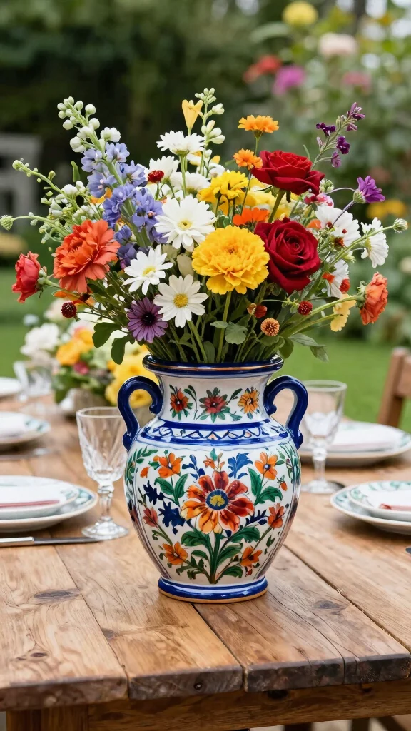 10 Colorful Authentic Mexican Flower Pot Ideas - 7. Hand-Painted Floral Motifs 1