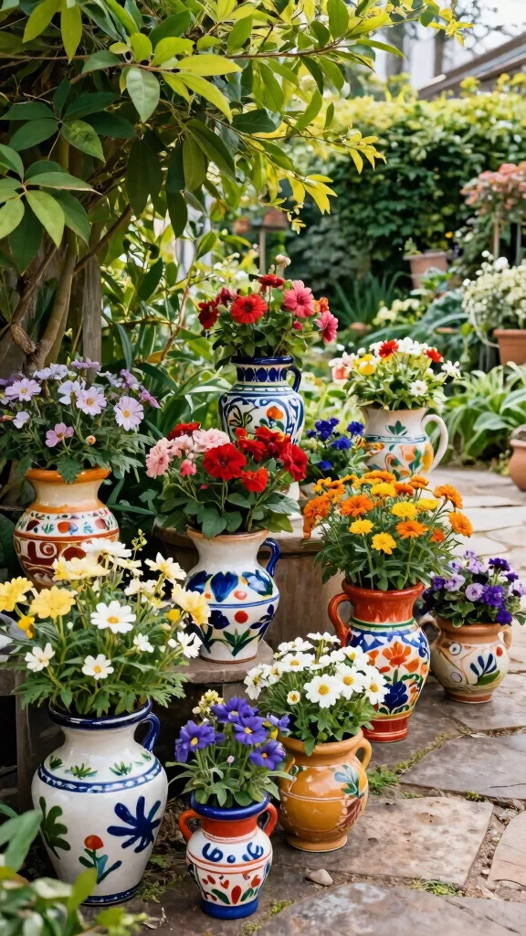 10 Colorful Authentic Mexican Flower Pot Ideas - 8. Unique Shapes for Interest 1