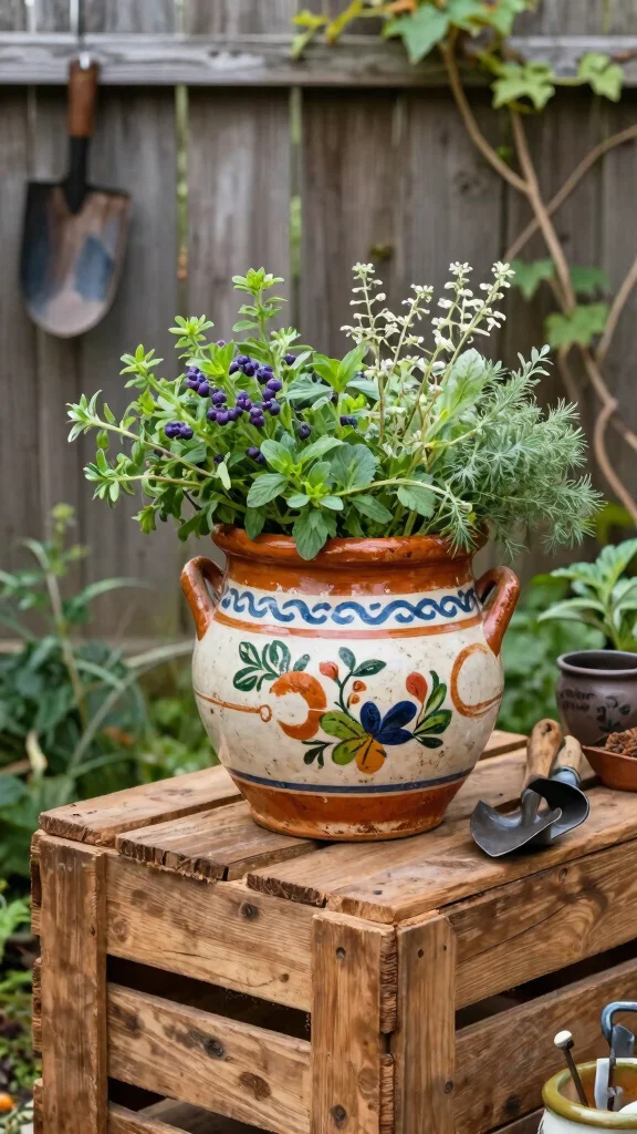 10 Colorful Authentic Mexican Flower Pot Ideas - 9. Rustic Charm with Vintage Appeal 1