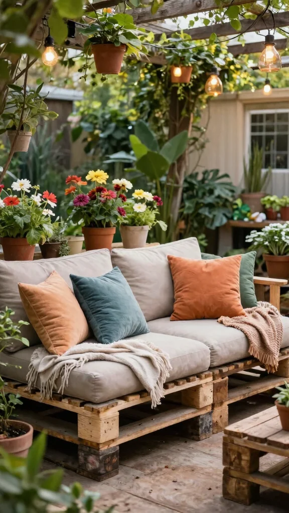 10 Comfy Patio Furniture Ideas for Cozy Seating - 1. Upcycled Pallet Sofas 1