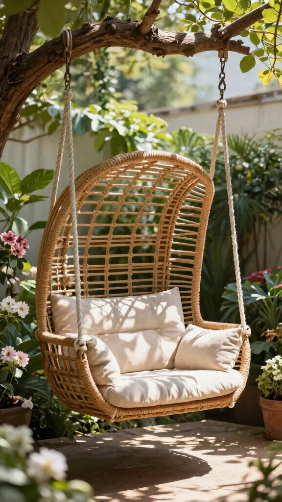 10 Comfy Patio Furniture Ideas for Cozy Seating - 7. Hanging Swing Chairs 1