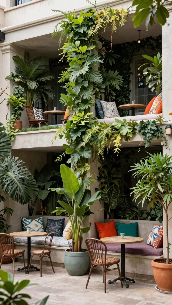 10 Long Patio Furniture Layout Ideas for Vertical Gardening Solutions - 5. Sectioned Cozy Nooks with Vertical Greenery 1