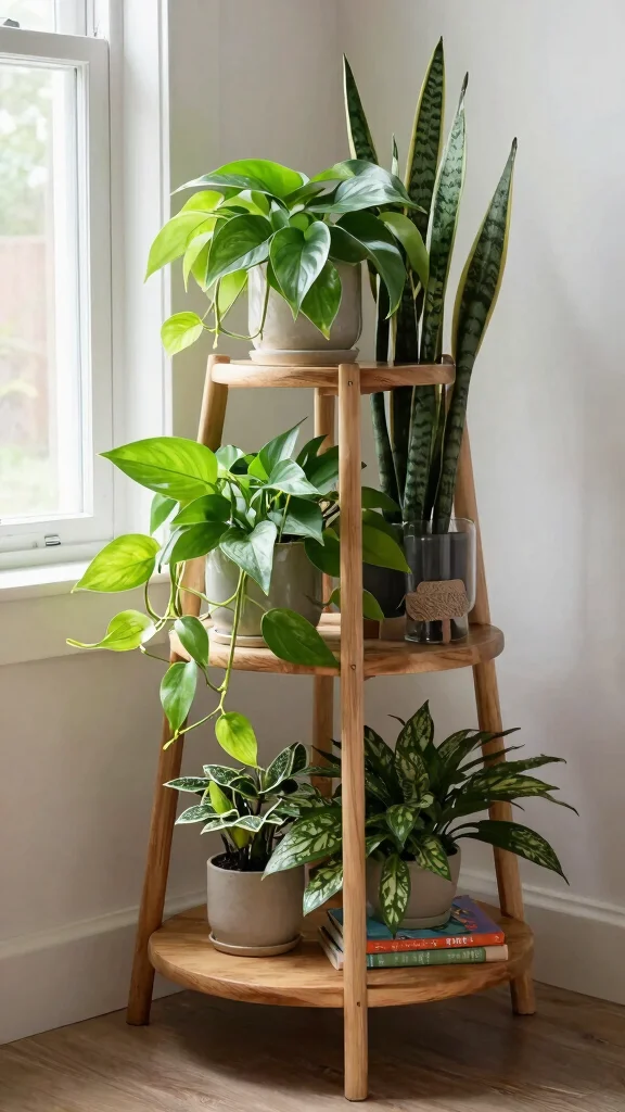 10 Small Plant Stand Ideas Corner Friendly - 1. Tiered Plant Stand for Vertical Growth 1