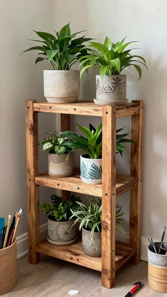 10 Small Plant Stand Ideas Corner Friendly - 8. DIY Plant Stands for a Personal Touch 1