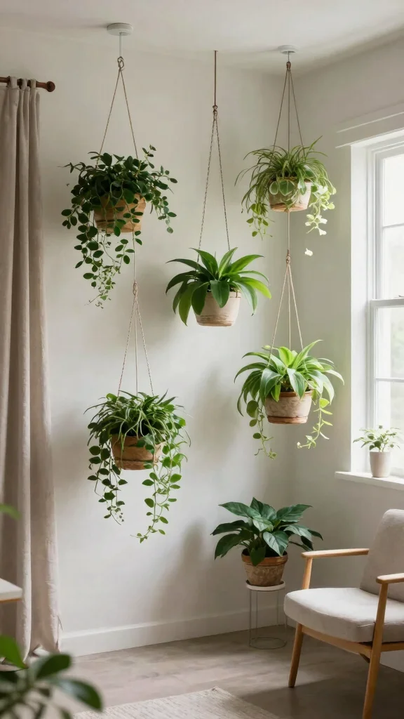 10 Small Plant Stand Ideas Corner Friendly - 9. Hanging Plant Stands for an Airy Feel 1