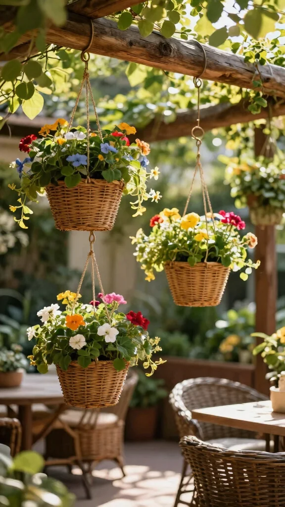 10 Wicker Patio Furniture Makeover Ideas Fresh - 7. Hanging Wicker Planters 1