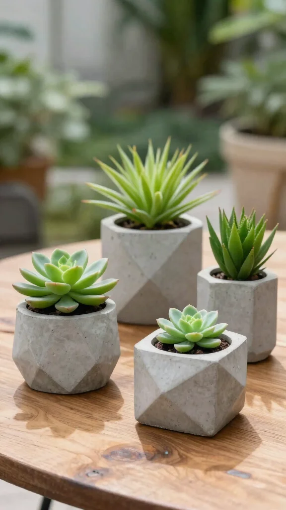 11 Cement Flower Pots Ideas Heavy Duty - 1. Minimalist Geometric Planters 1