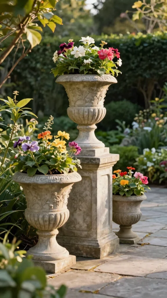11 Cement Flower Pots Ideas Heavy Duty - 4. Vintage-Inspired Cement Pots 1