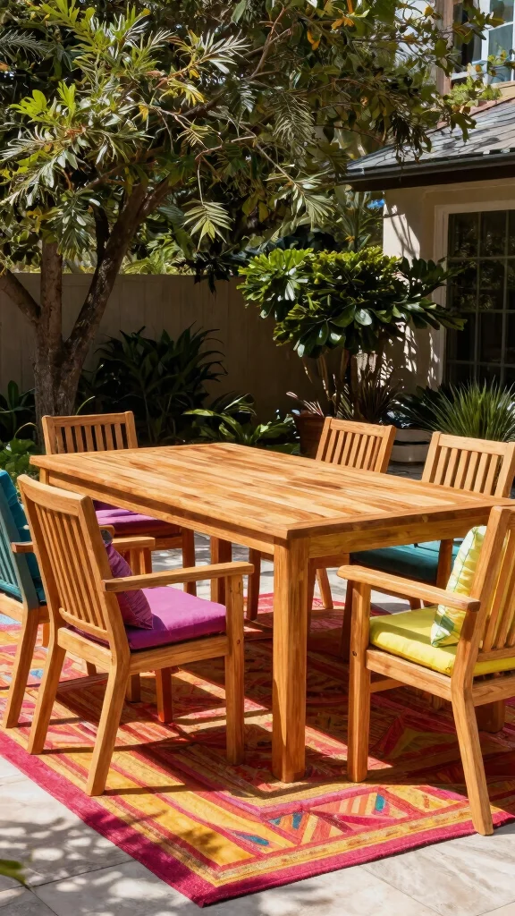 11 Colorful Patio Furniture Ideas for Vibrant Outdoor Spaces - 3. Eco-Friendly Teak Furniture 1
