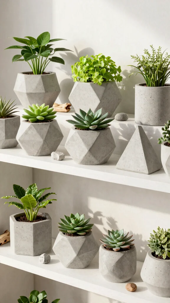 11 Concrete Flower Pots Ideas Modern Edge - 1. Geometric Concrete Planters 1