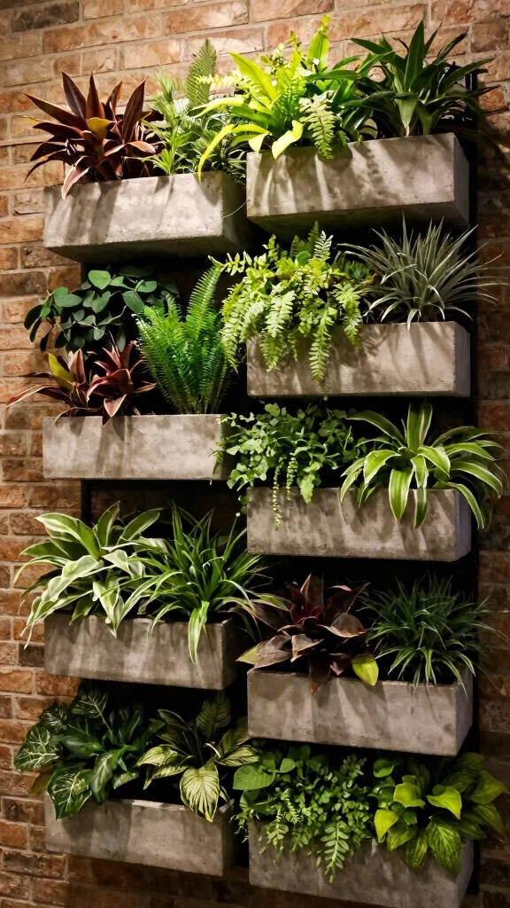 11 Concrete Flower Pots Ideas Modern Edge - 8. Vertical Concrete Gardens 1