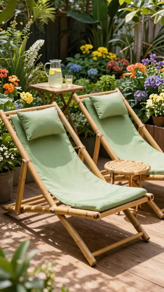 11 Green Patio Furniture Ideas Nature Inspired - 2. Bamboo Lounge Chairs 1