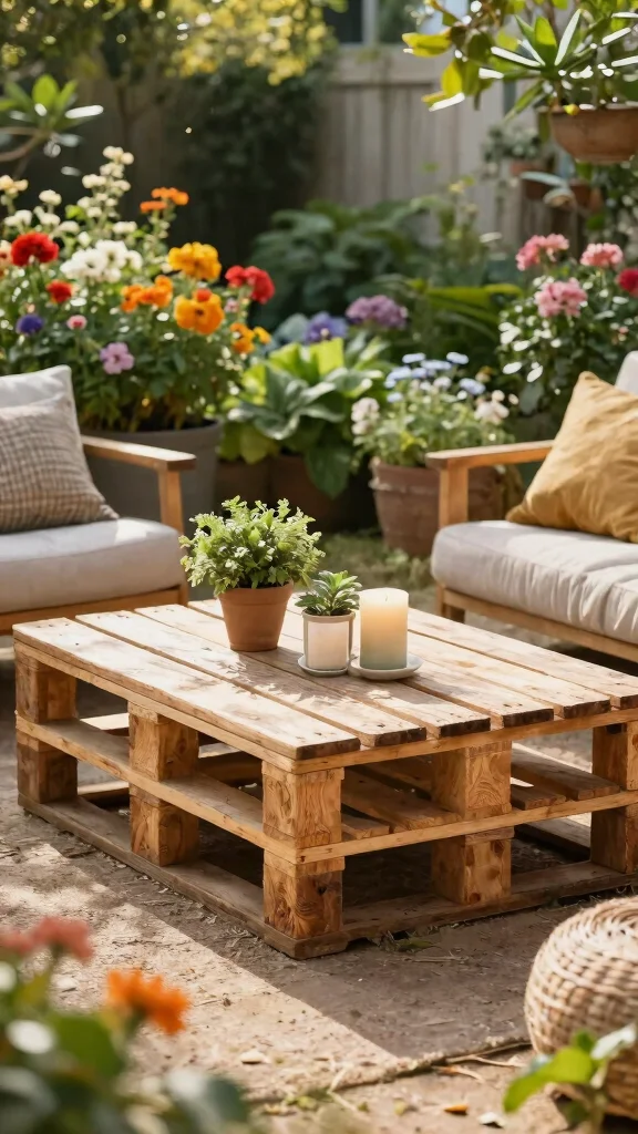 11 Green Patio Furniture Ideas Nature Inspired - 5. Pallet Coffee Tables 1