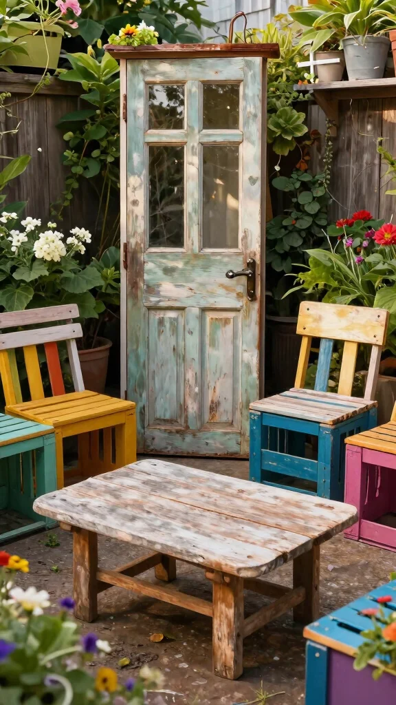 11 Green Patio Furniture Ideas Nature Inspired - 9. Upcycled Garden Furniture 1