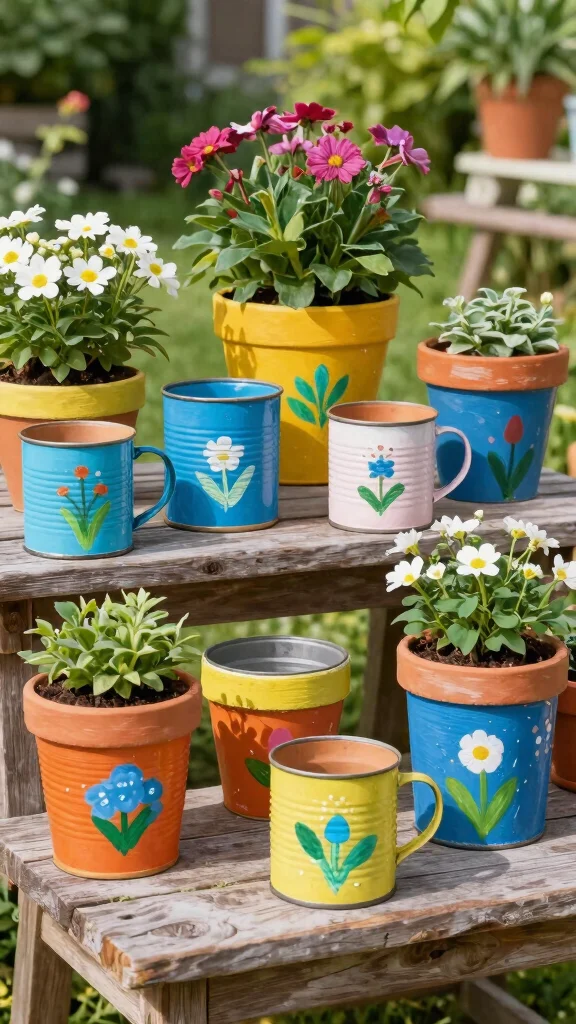 11 Hand Painted Flower Pots Ideas Personalized - 10. Upcycled Pot Projects 1