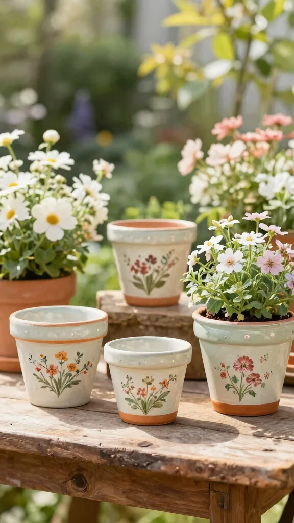11 Hand Painted Flower Pots Ideas Personalized - 7. Vintage Style 1