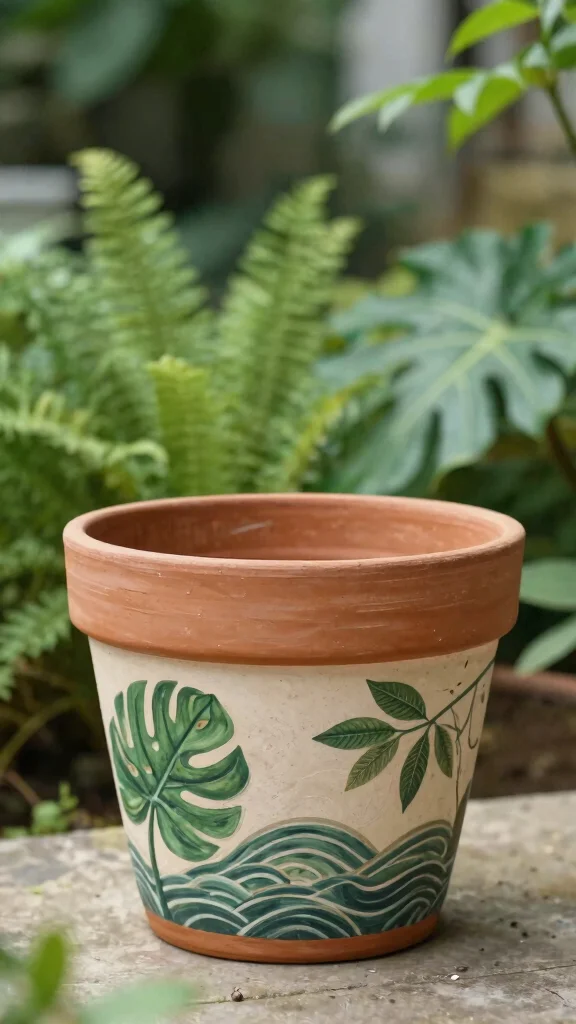 11 Hand Painted Flower Pots Ideas Personalized - 8. Nature-Inspired Prints 1