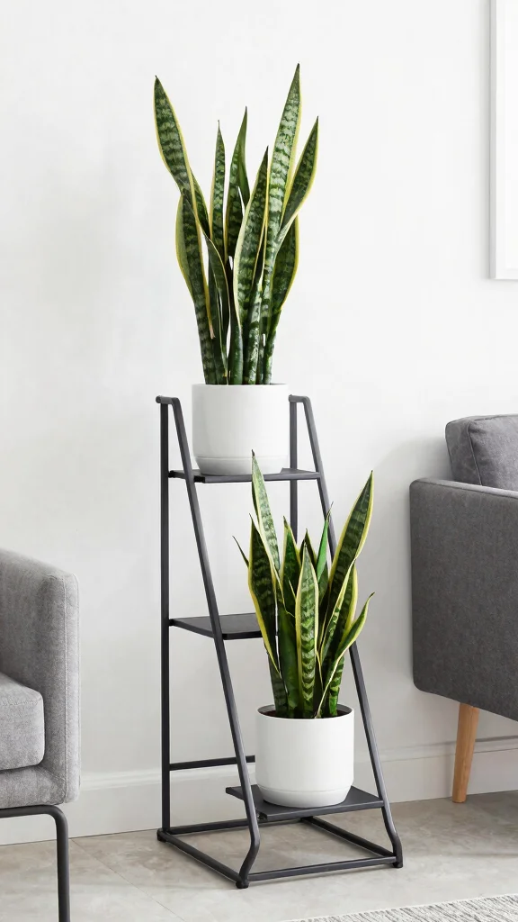 11 Ladder Plant Stand Ideas: Multi Tier Gardening Solutions - 2. Modern Minimalism with Metal Ladder Stands 1