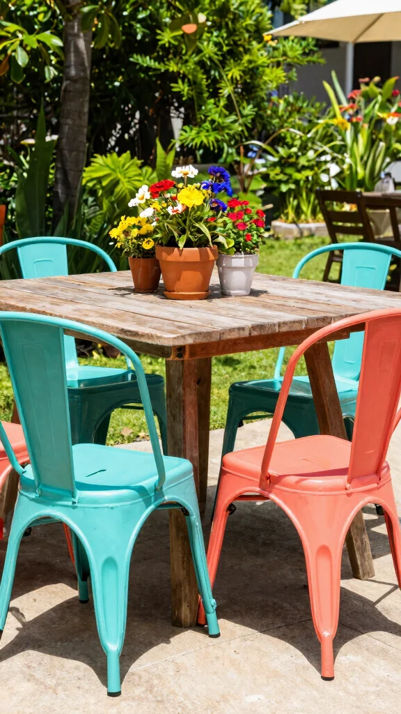 11 Metal Patio Furniture Makeover Ideas DIY - 1. Bright and Bold Paint Makeover 1