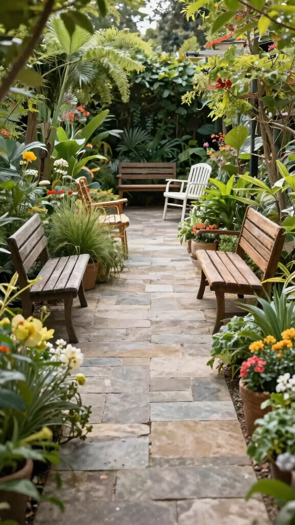 11 Outdoor Patio Furniture Ideas Layout Designs - 10. Garden Furniture Layout with Natural Pathways 1