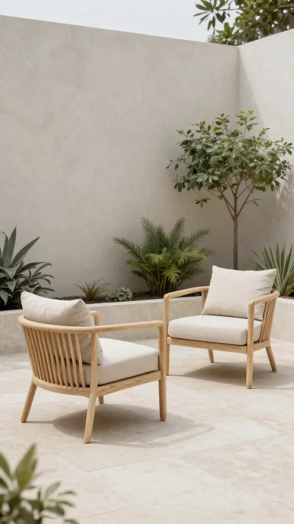 11 Outdoor Patio Furniture Ideas Layout Designs - 11. Minimalist Design with Natural Elements 1
