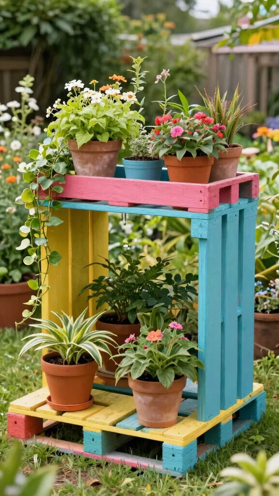 11 Outdoor Plant Stand Ideas Garden Ready - 11. DIY Pallet Plant Stand 1