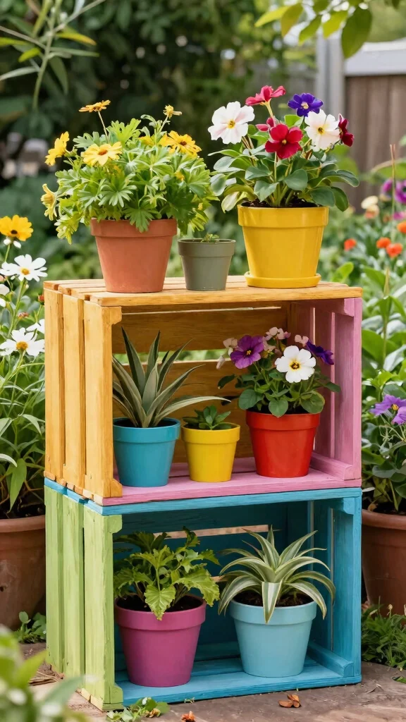 11 Outdoor Plant Stand Ideas Garden Ready - 5. Recycled Material Stands 1