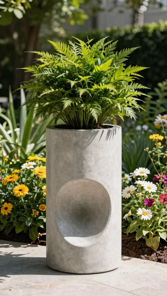 11 Outdoor Plant Stand Ideas Garden Ready - 7. Decorative Concrete Stands 1