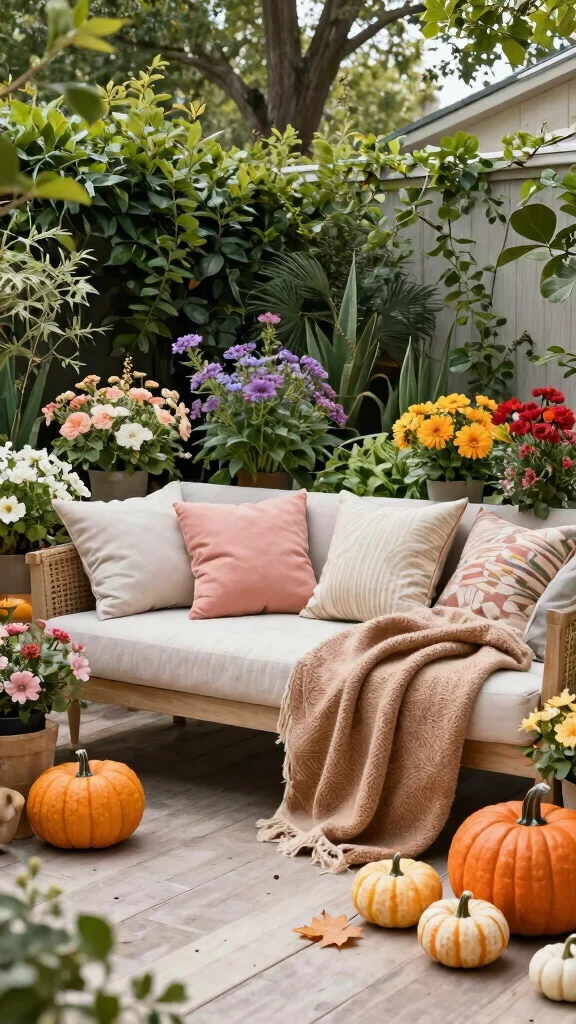 11 Patio Furniture Layout Ideas for Small Space Gardening - 10. Seasonal Decor Changes 1