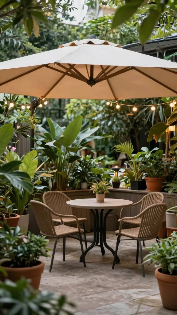 11 Patio Furniture Layout Ideas for Small Space Gardening - 6. Shade Solutions 1