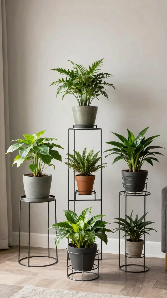 11 Plant Pot Stand Ideas for Elevated Plants - 2. Wire Frame Plant Stand 1