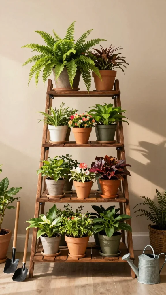 11 Plant Pot Stand Ideas for Elevated Plants - 3. Tiered Plant Stand for Vertical Gardening 1
