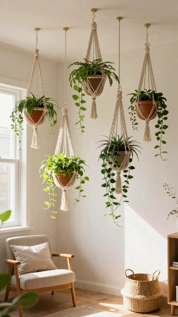 11 Plant Pot Stand Ideas for Elevated Plants - 4. Hanging Plant Pot Stand 1