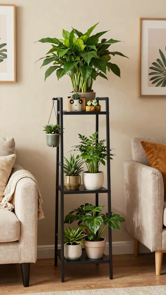 11 Plant Pot Stand Ideas for Elevated Plants - 5. Multi-Level Plant Stand 1