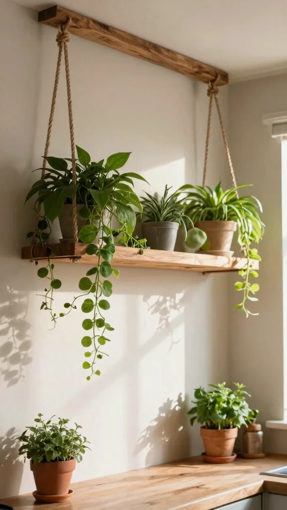 11 Plant Stand DIY Indoor Ideas Easy Build - 3. Hanging Plant Shelf 1