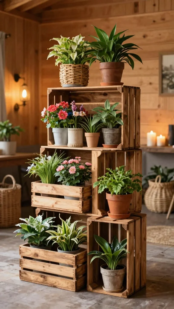 11 Plant Stand DIY Indoor Ideas Easy Build - 5. Crate Plant Stand 1