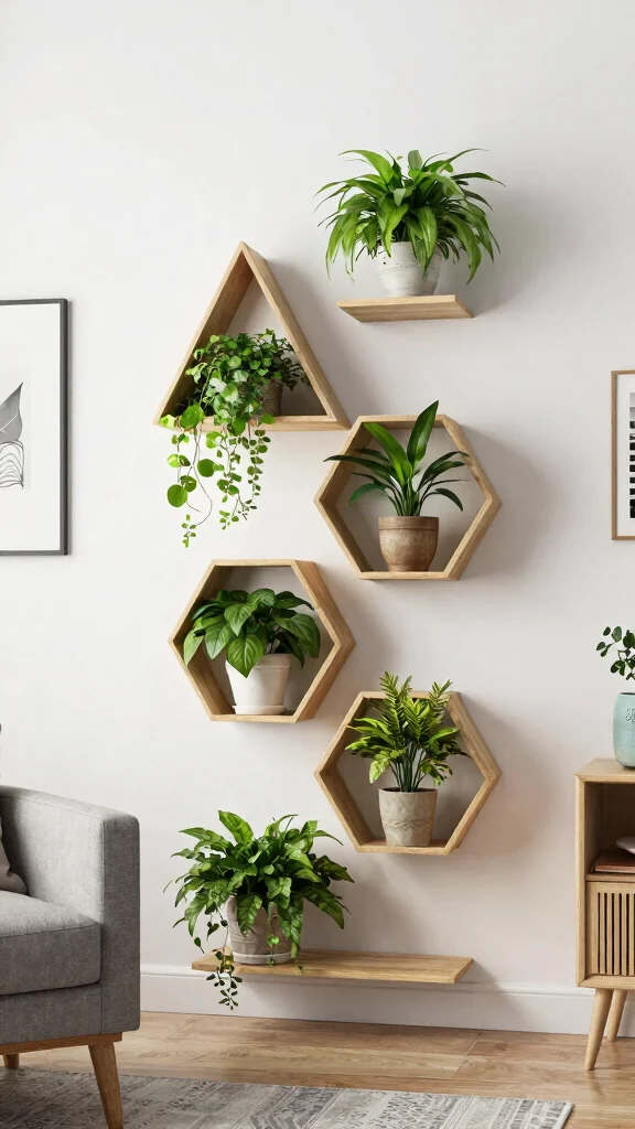 11 Plant Stand DIY Indoor Ideas Easy Build - 6. Geometric Plant Shelf 1