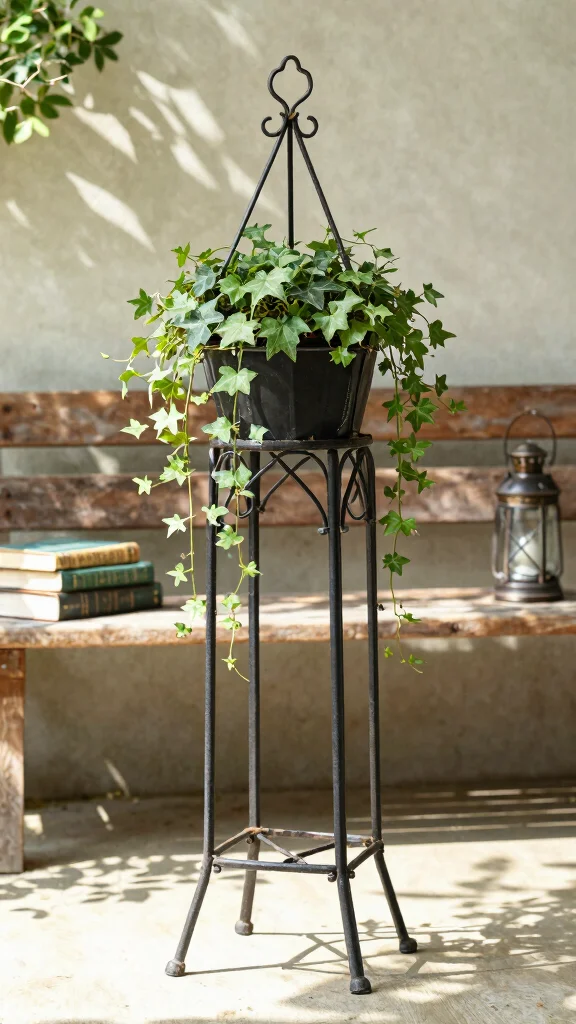 11 Vintage Plant Stand Ideas: Antique Charm - 1. Wrought Iron Elegance 1