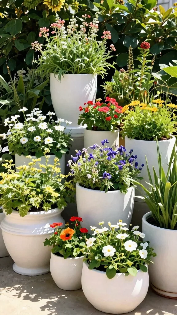 11 White Patio Furniture Ideas Bright Clean - 11. Eco-Friendly White Planters 1