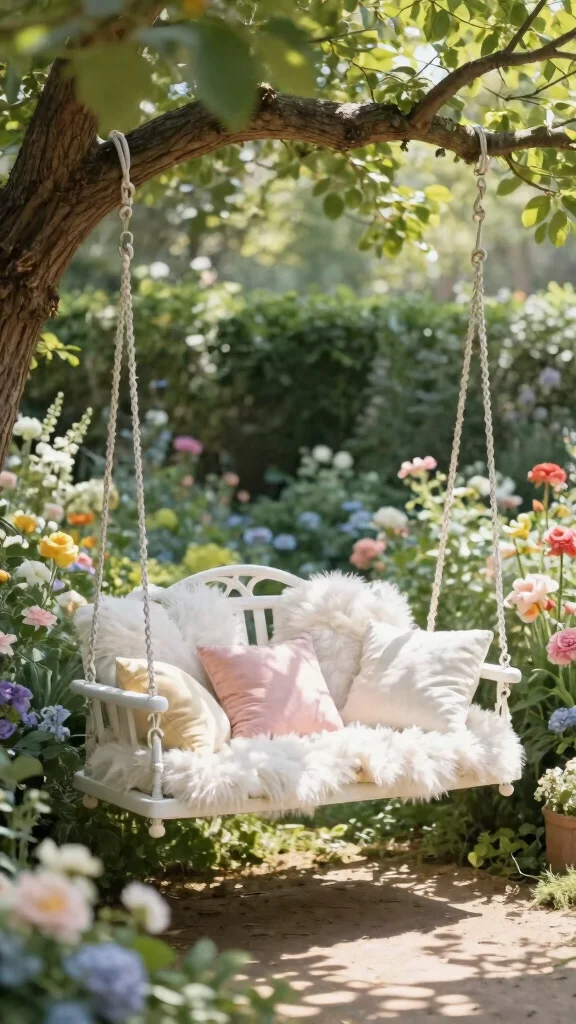 11 White Patio Furniture Ideas Bright Clean - 6. Cozy White Swing Chair 1