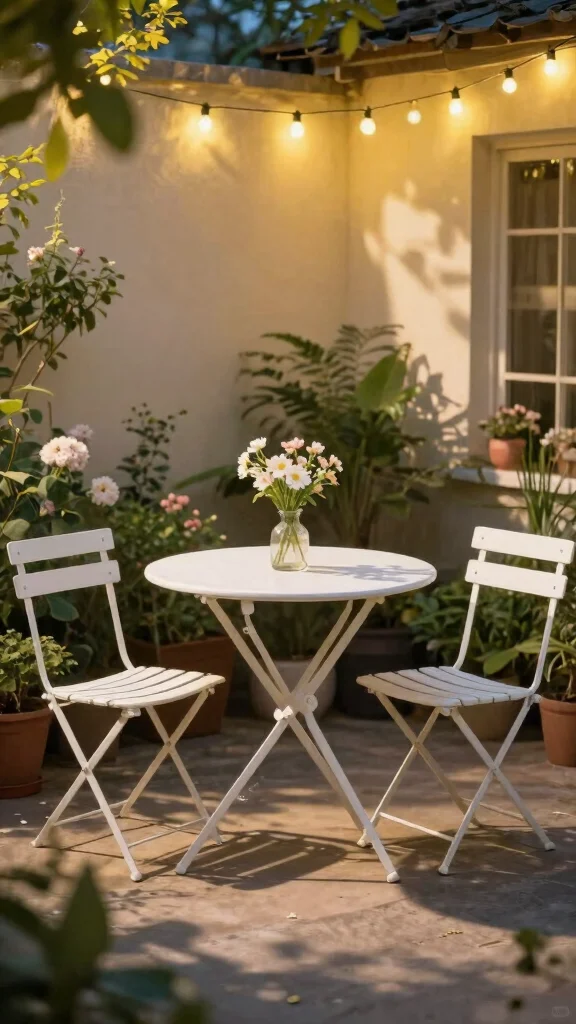 11 White Patio Furniture Ideas Bright Clean - 8. White Bistro Set for Intimate Spaces 1